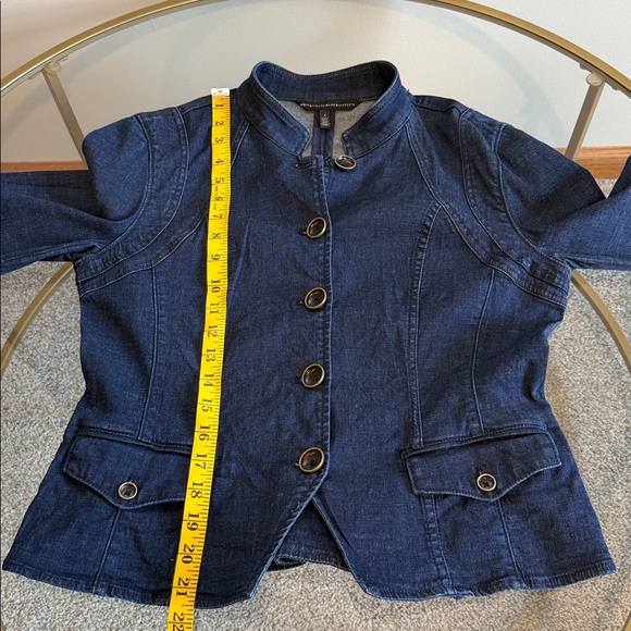 White House Black Market Denim Jacket with mandarin collar Size 4 - Picture 12 of 16
